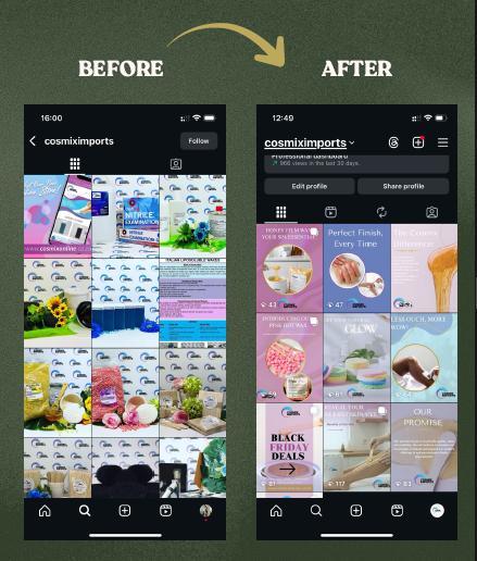Cosmix Imports Before and After